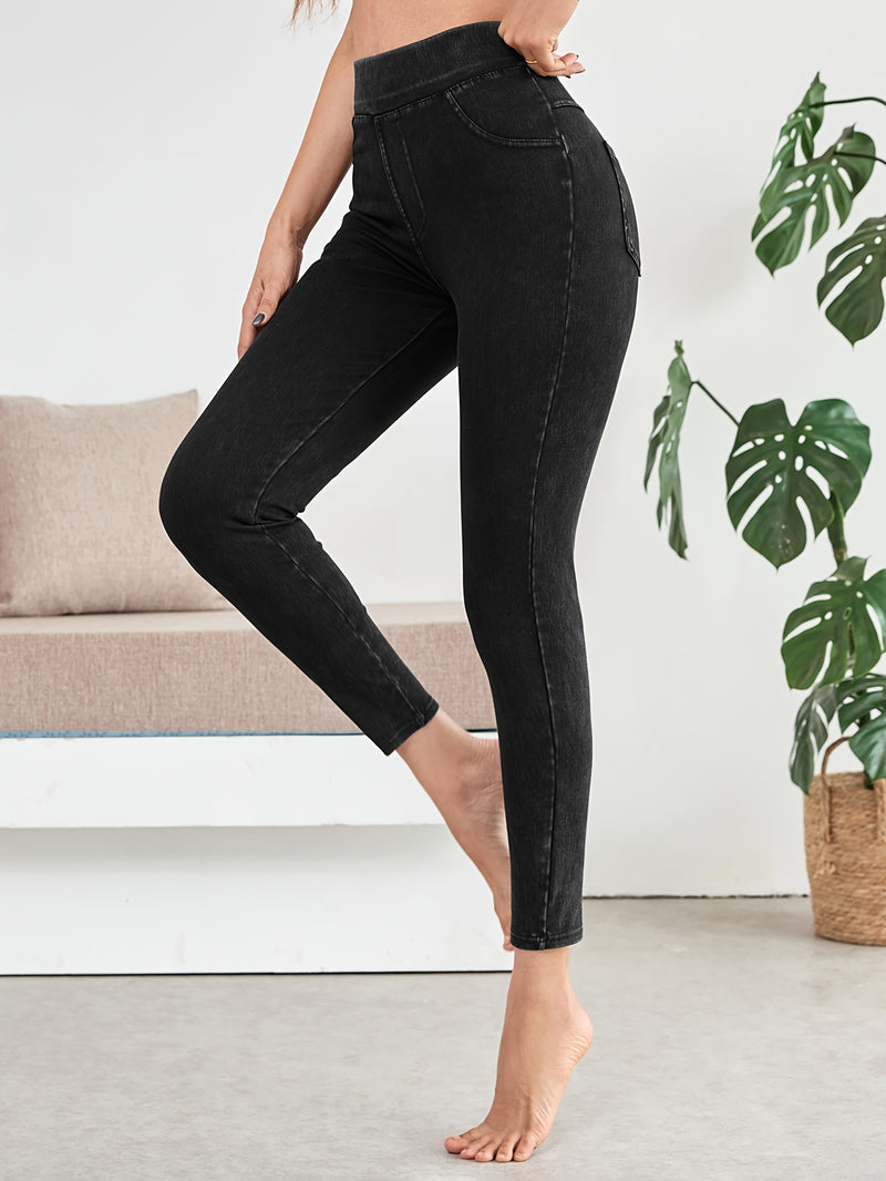 Women's High-Waisted Stretch Jeans.