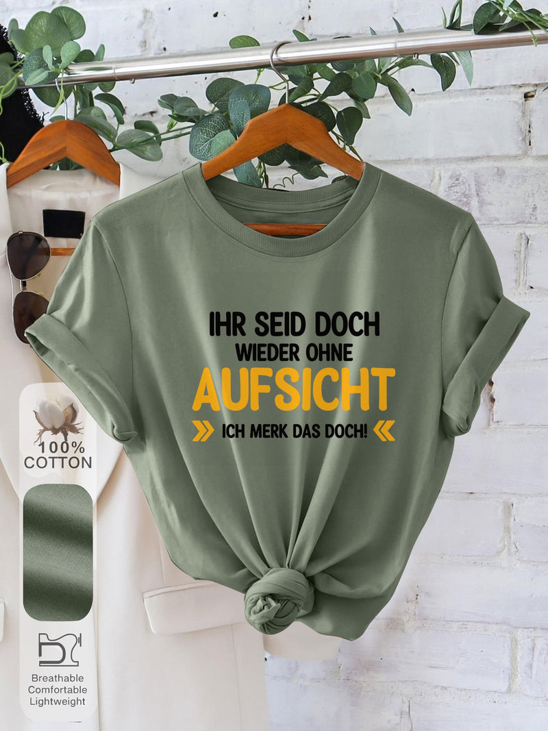 Women’s Graphic Print T-shirt, Short Sleeve Crew Neck Casual.