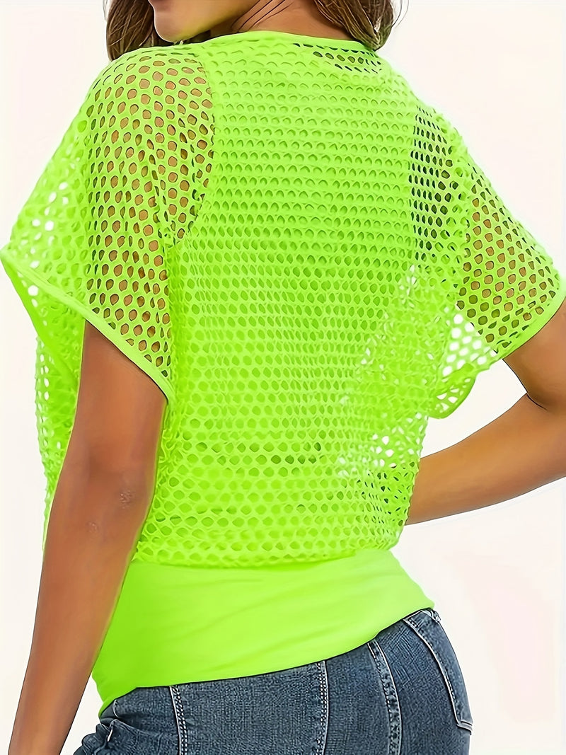 Women’s Fashion Mesh 2-in-1 Look Tank Top.