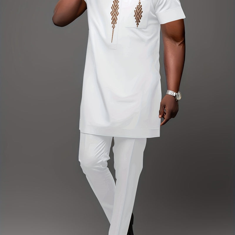 Men'S African Dashiki Short-Sleeve Set Featuring a Comfortable.