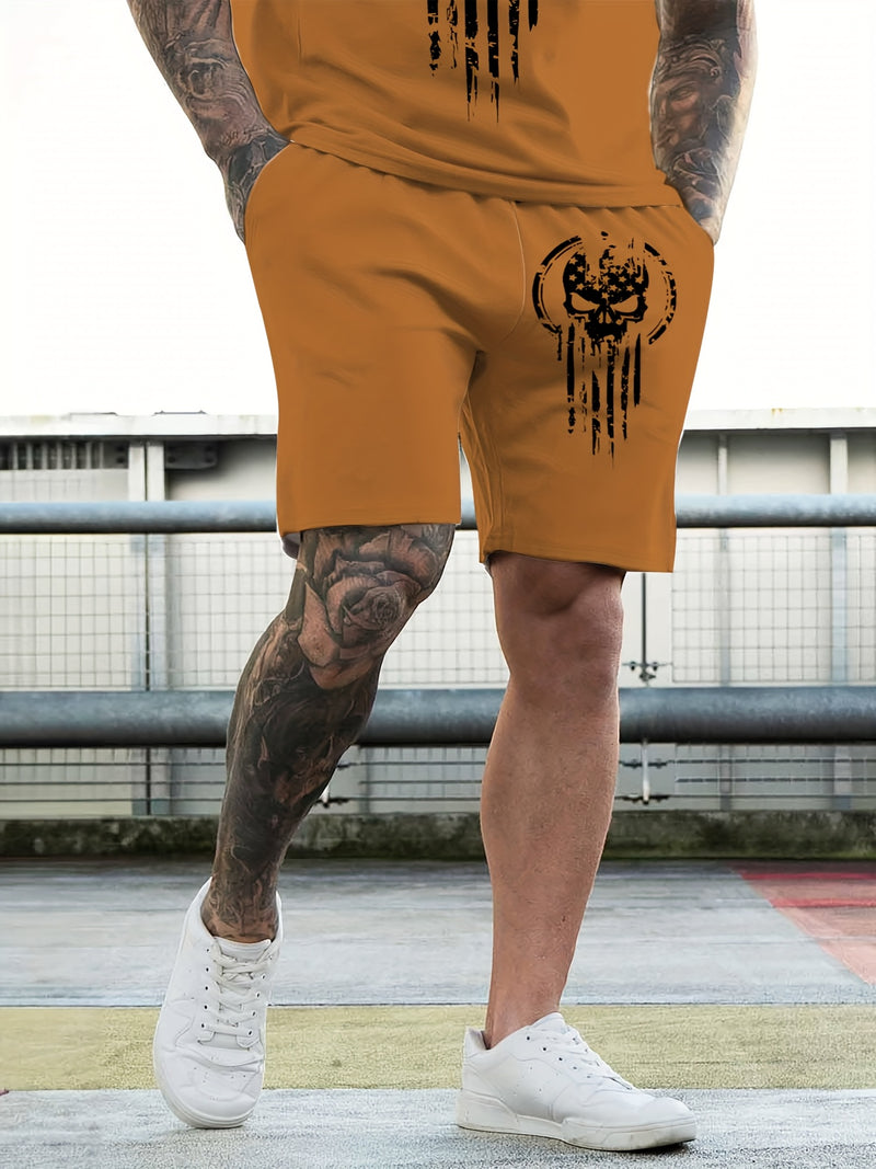 2pcs Men's Casual Fashion Set, Round Neck Short Sleeve T-Shirt.