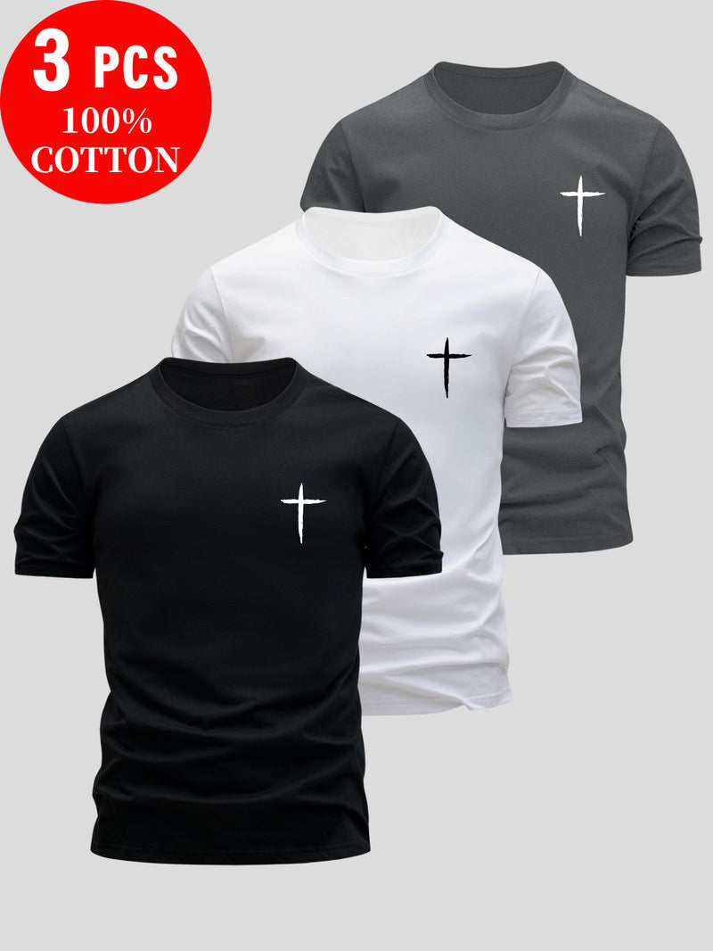 Set of 3 T-Shirtsa Must-Have for Men's Casual Wear, Sweat-Resistant.