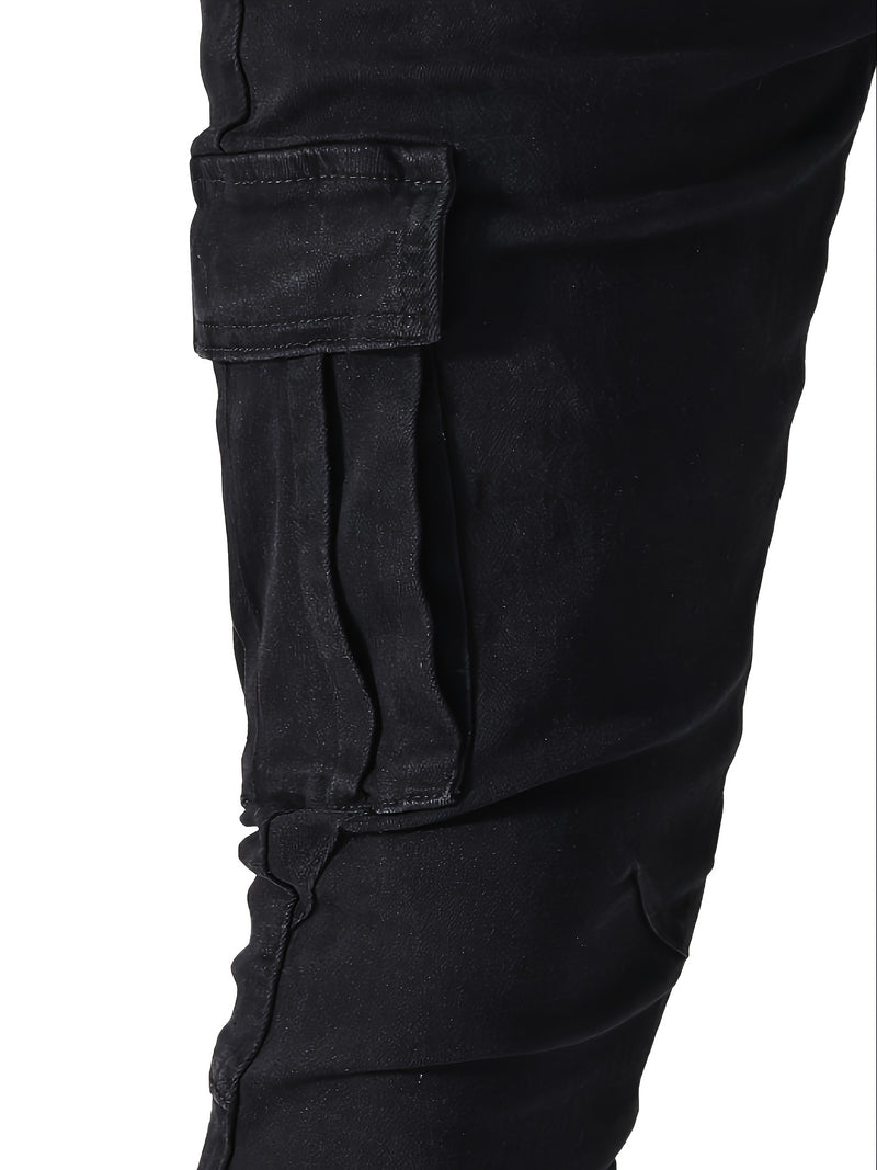 Men’s Fashionable Casual Mid-Rise Denim Work Pants.