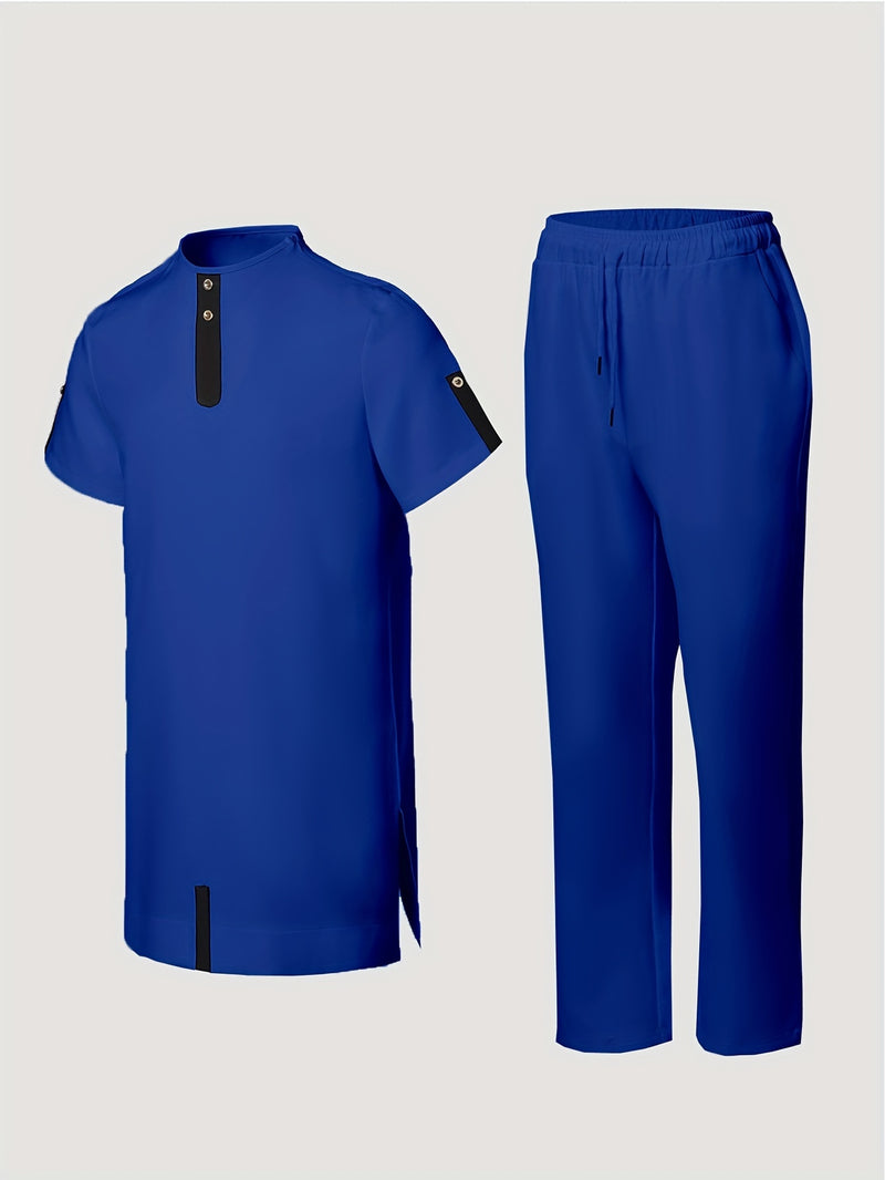 Men's Suits, Short Sleeves, Shoulder Zippers, Spliced Design.