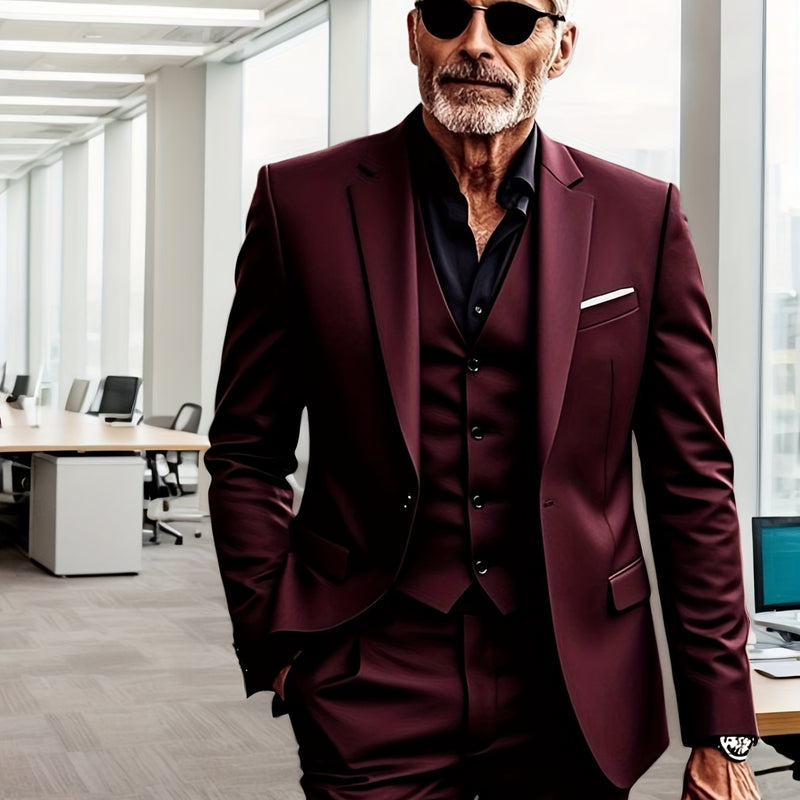 Men's 3pcs Suit- Slim Fit Tuxedo Set for Weddings& Formal Occasions.