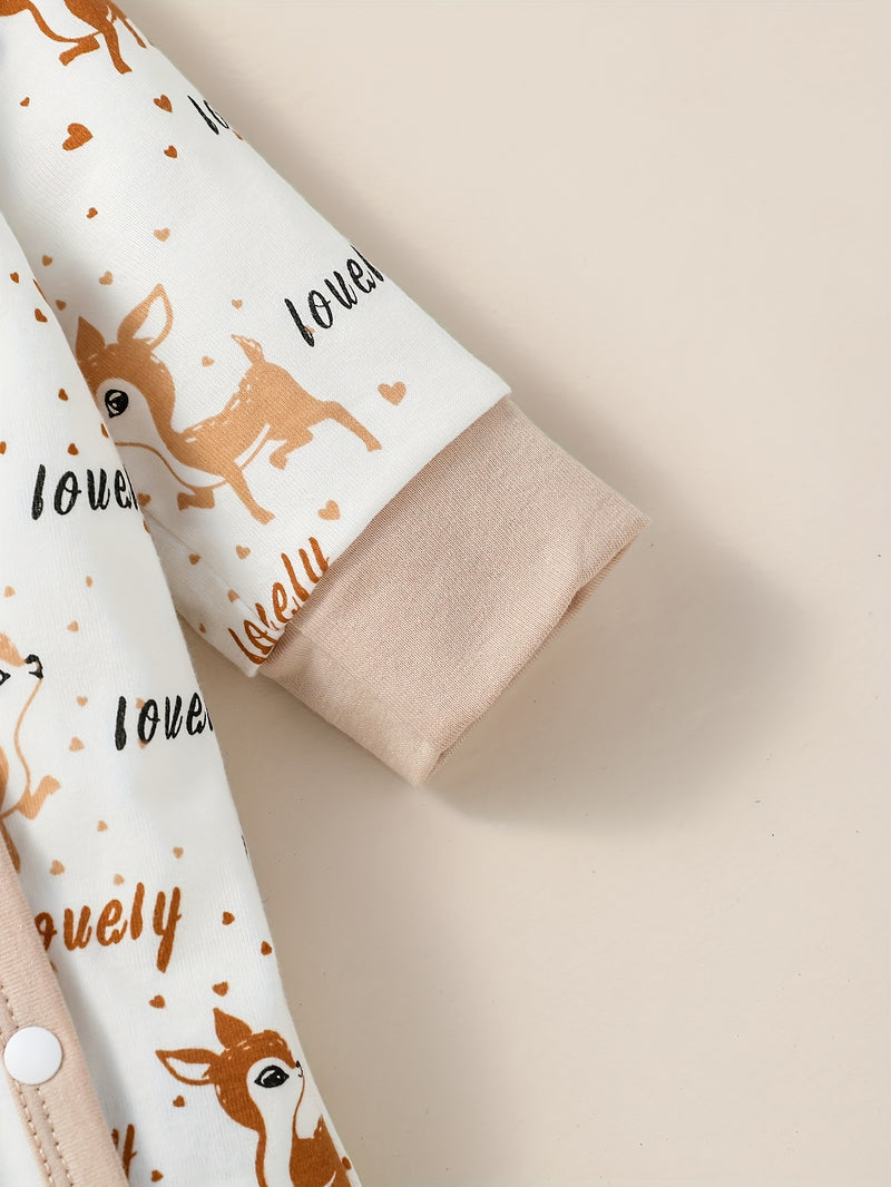 Newborn Baby Girl's Autumn/Winter Cartoon Long-Sleeve Casual Bodysuit.