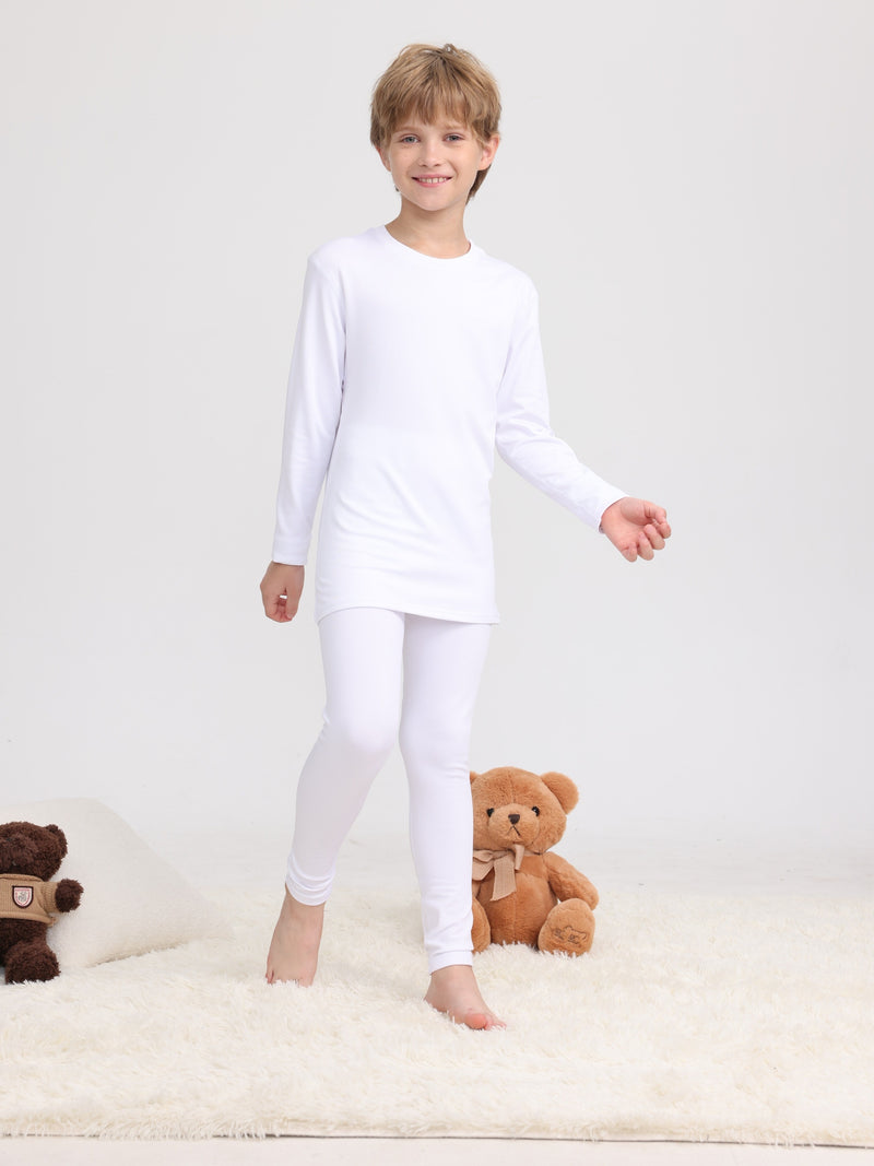 Warm Clothing Set for Boys, Featuring a Solid Color.