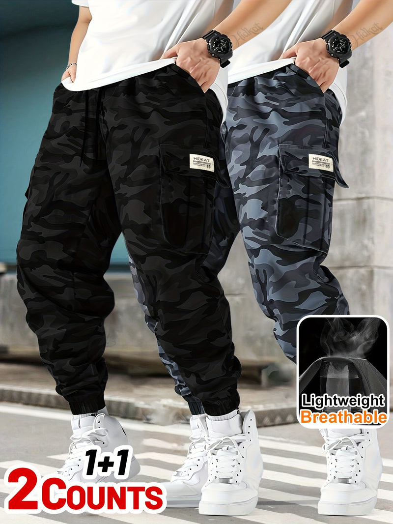 2pcs set of Men's camouflage work pants.
