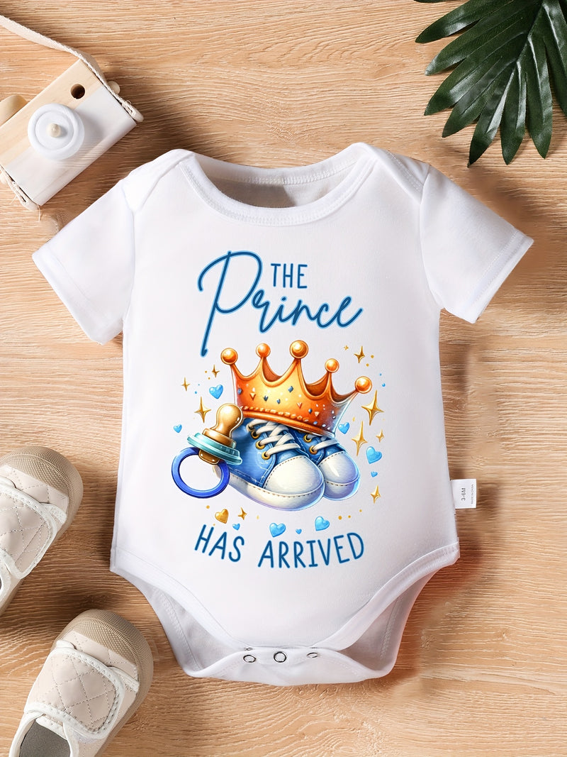 Boys "The Prince Has Arrived" Crown & Sneakers Print.