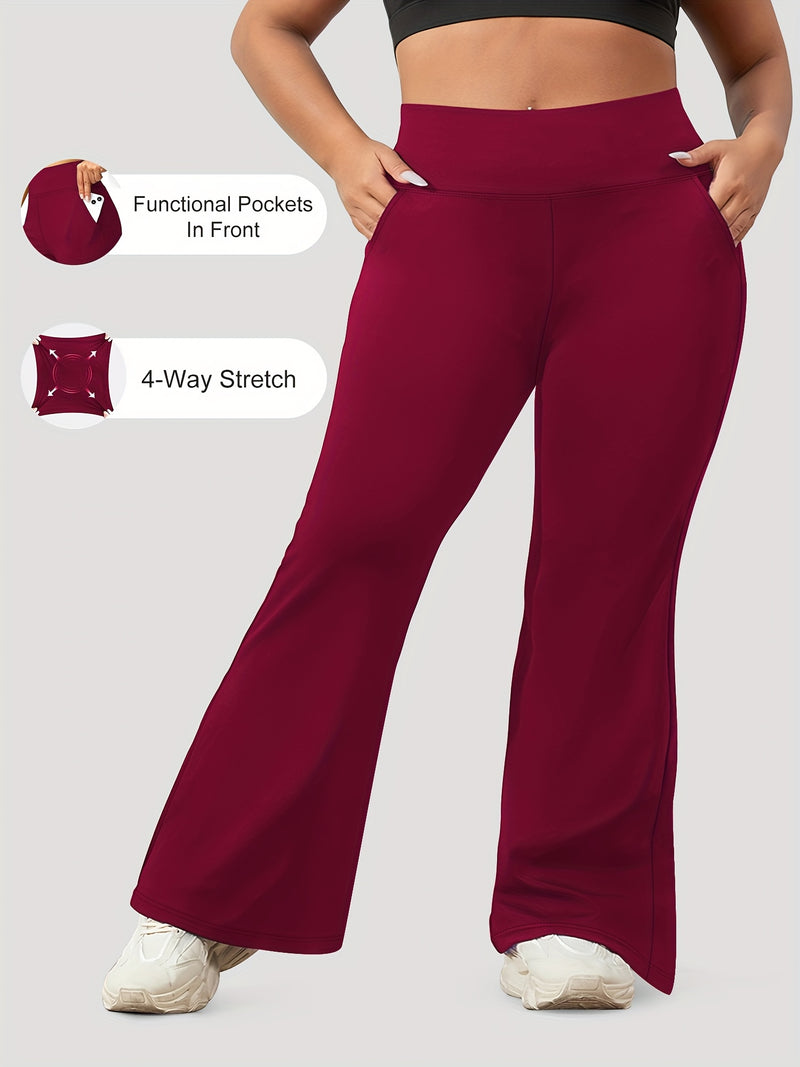 Women’s 2-Pack - Plus Size High-Waisted Flare Pants with Slant Pockets.