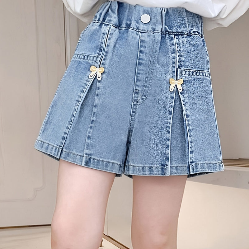 Girls' Denim Shorts! Soft, Washed Denim Fabric Is Skin-Friendly And Breathable.