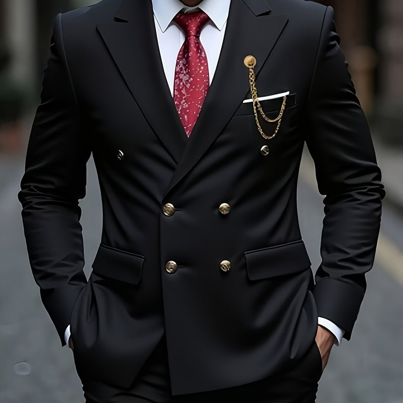 Men's 2pcs Wedding Suit Set - Slim Fit Business Suit Jacket.