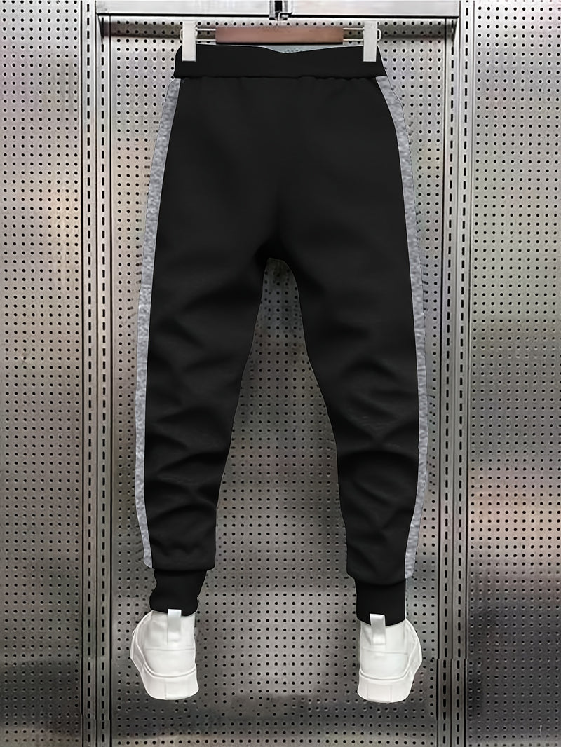 Stylish Men's Color-Blocked Jogger Pants Featuring a Striking Print Design.