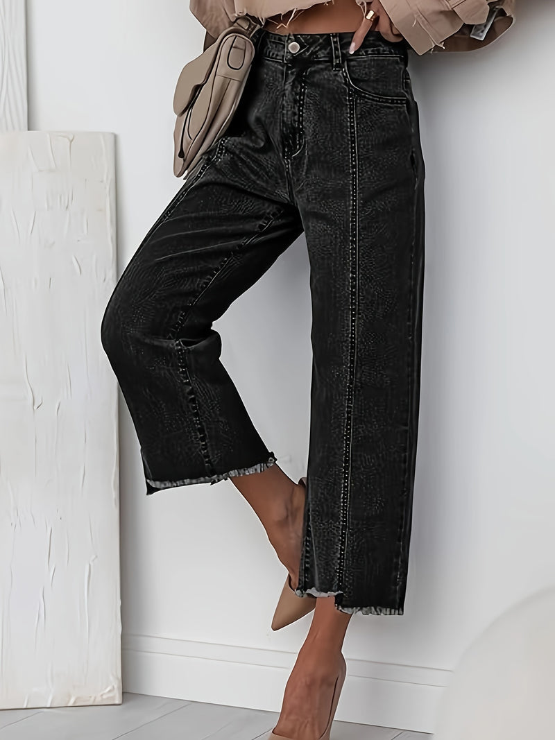 Women's Plus Size Fashion Stretch Cropped Jeans.