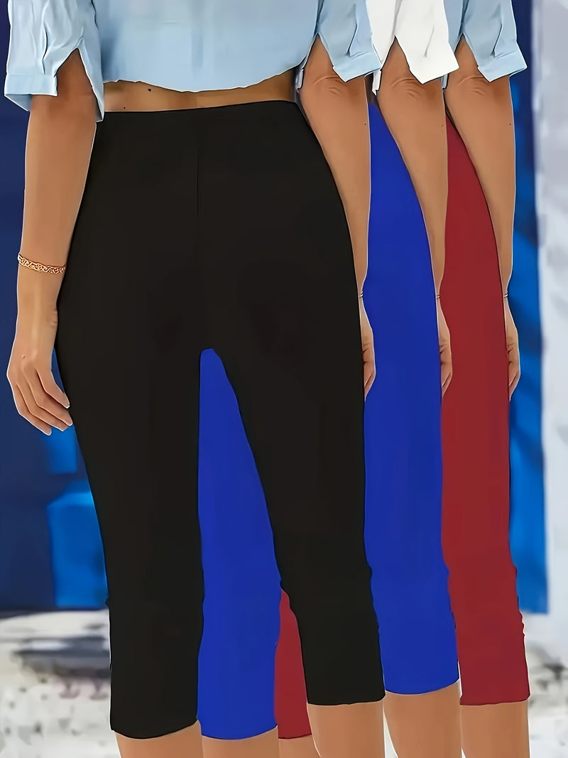 3pcs Women's Capri Leggings with Floral Print.