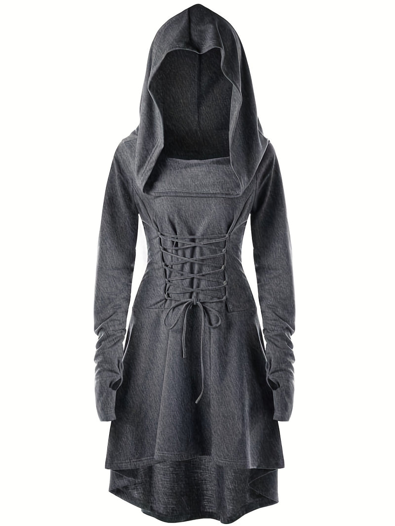 Women's Solid Color Tie-Up Asymmetrical Dress.