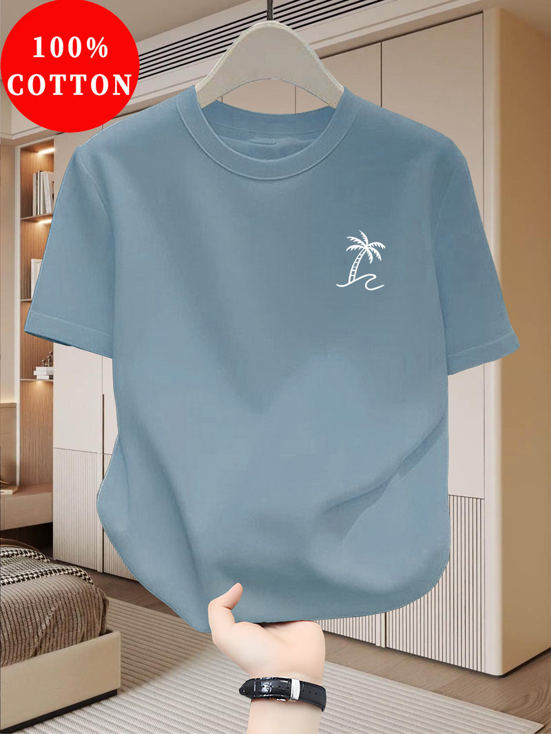 Men's Cotton T-Shirt, Summer Crew Neck Tee.