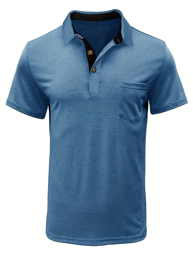 Men's Plaid Collar Pocket T-shirt.