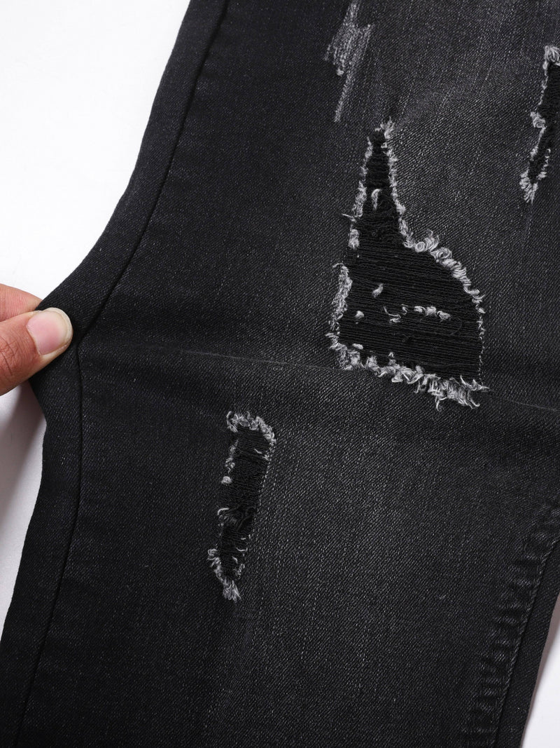 Men's Skinny Jeans with Distressed Knee holes.