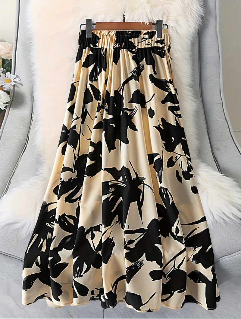 A High-Waisted Skirt with a Floral Pattern for Women.