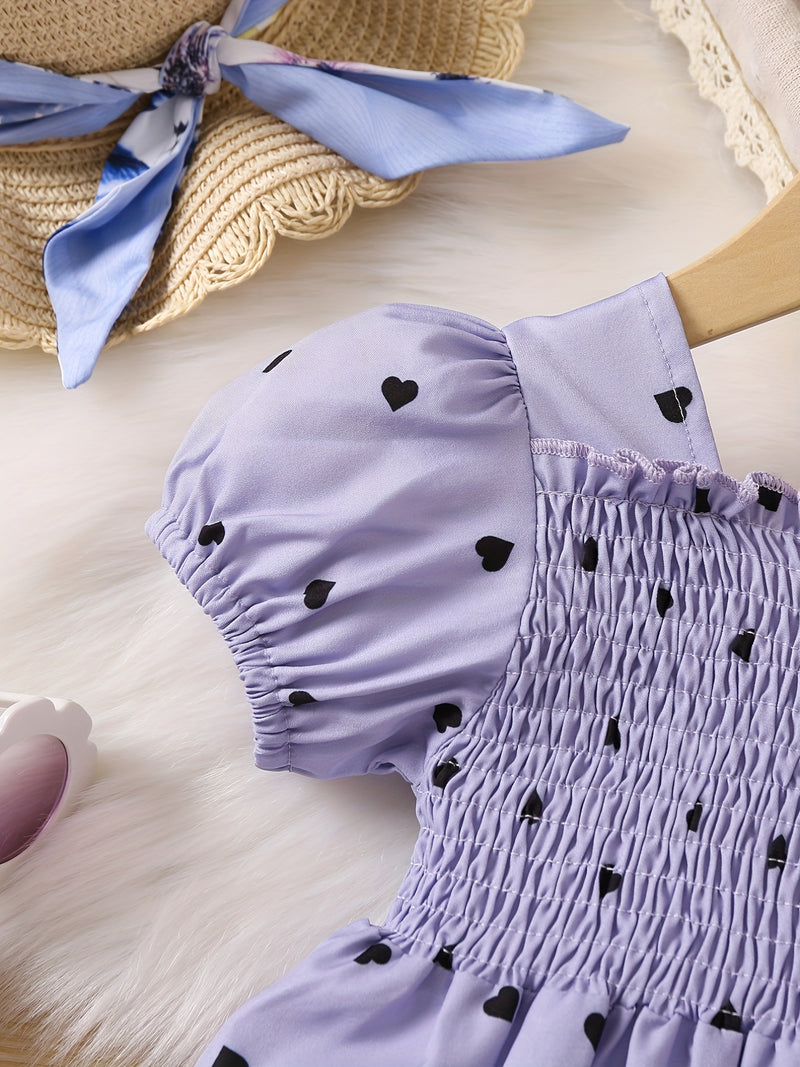 Ramadan Adorable Heart-Print Tunic Dress For Girls.