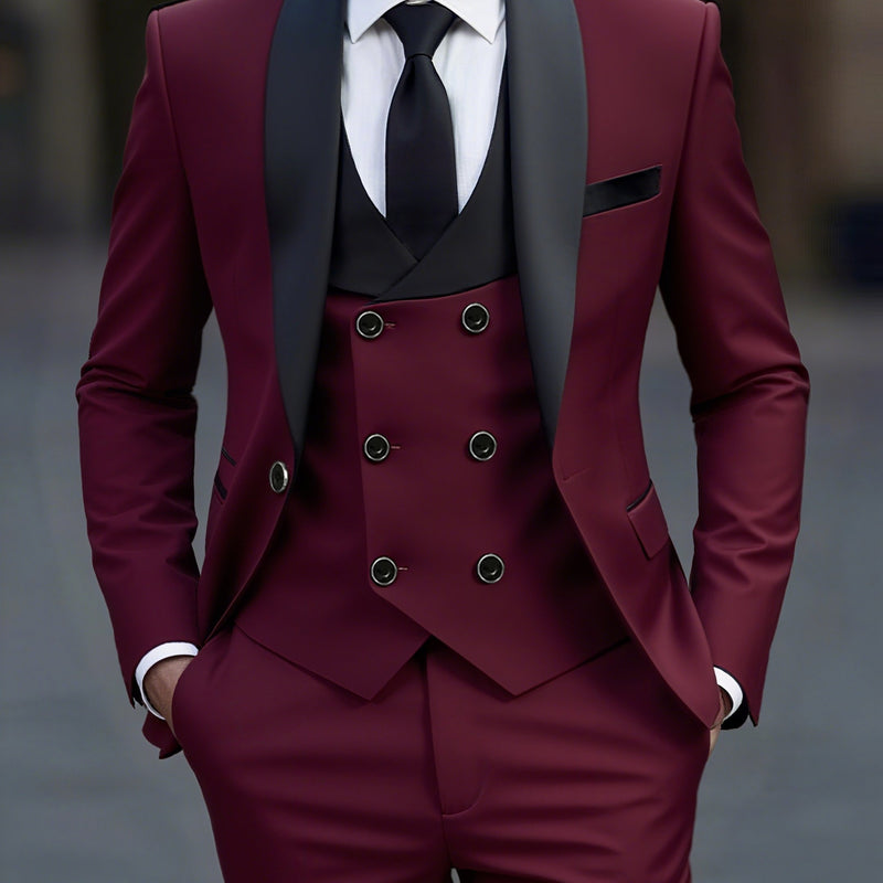Men's 3pcs Suit Set, Jacket + Vest+ Trousers.