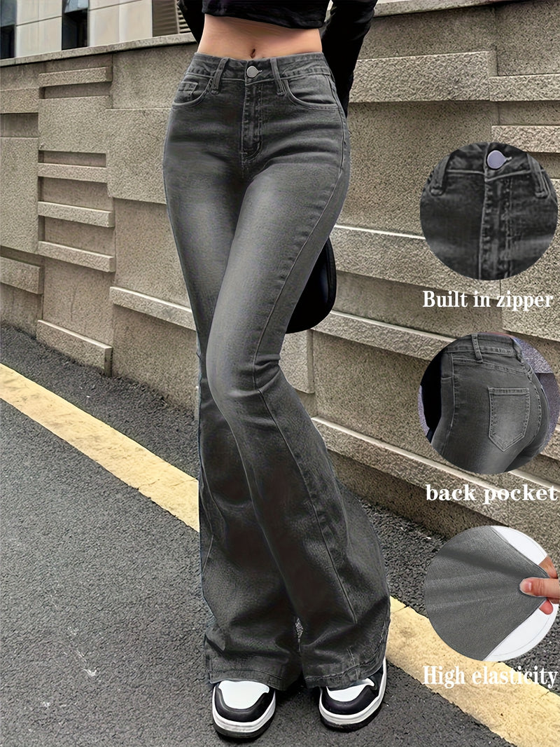 Women's High-Stretch Retro Flare Jeans.