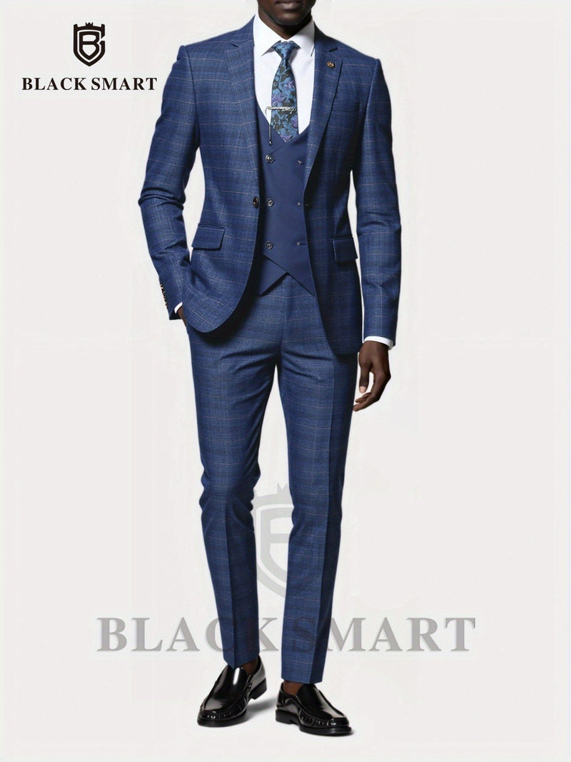 3pcs Men's Suit Set Includes Only Blazer + Vest + Trousers.