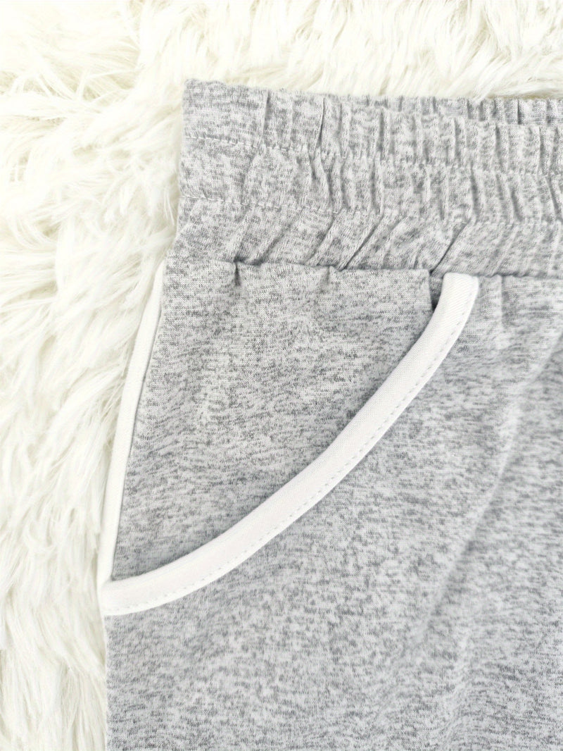 Women's Set PARIS Letter Print White Banded Crew Neck Short Sleeve T-Shirt.