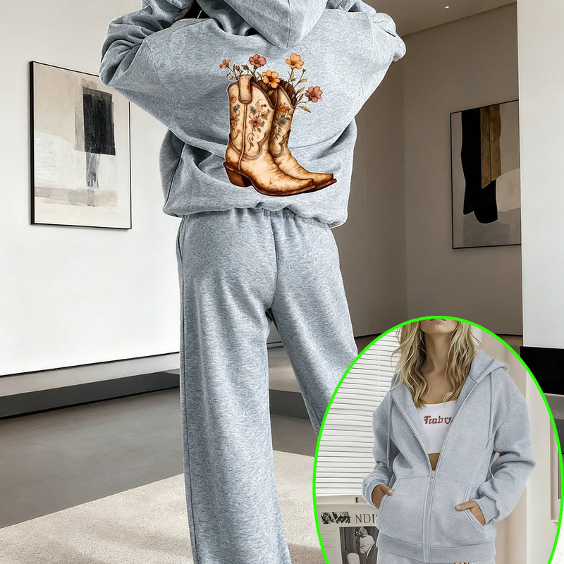 Women’s Graphic Print 2pcs Set, Hoodie & Pants.