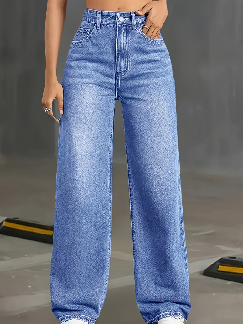 Women's Straight-Leg Wide-Leg Denim Trousers.