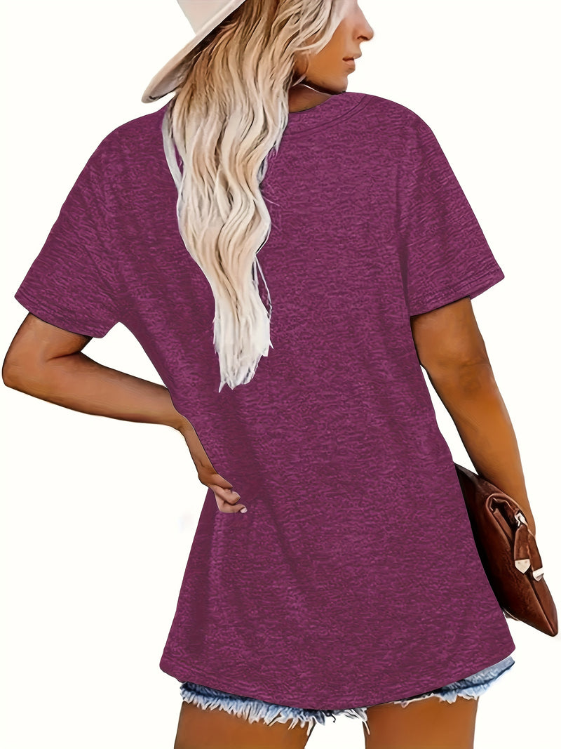 Women's Fashion Round Neck Short Sleeve Casual Loose T-Shirt.