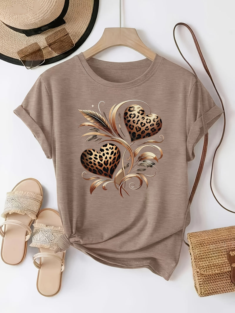 Women's Short-Sleeve Blouse - Summer Round Neck T-Shirt.