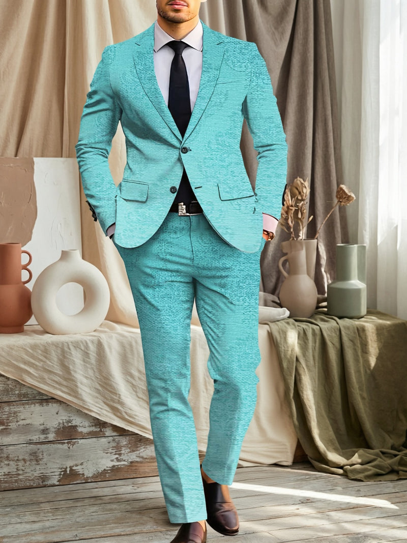 Men's Standard Size Suit Set, Printed Business Casual Suit Jacket.