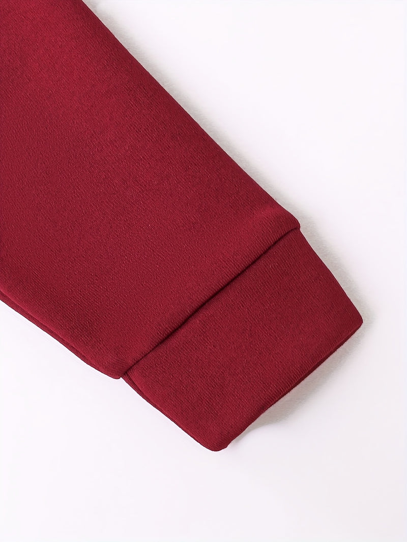 2pcs Boys Autumn/Winter Fleece-Lined Hooded Sweatshirt and Pants Set.