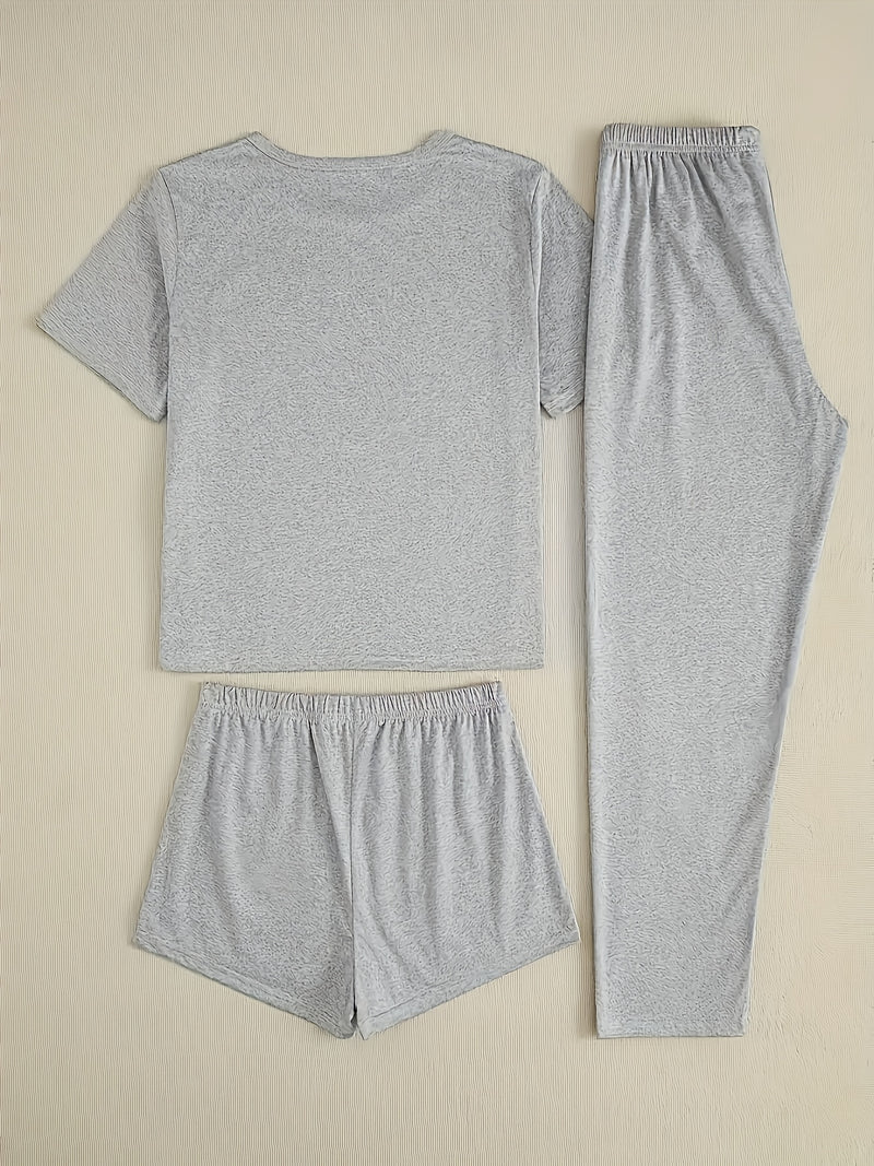 Top+Shorts+Pants 3pcs Set: Women's Summer/Fall Trendy Vacation Wear.