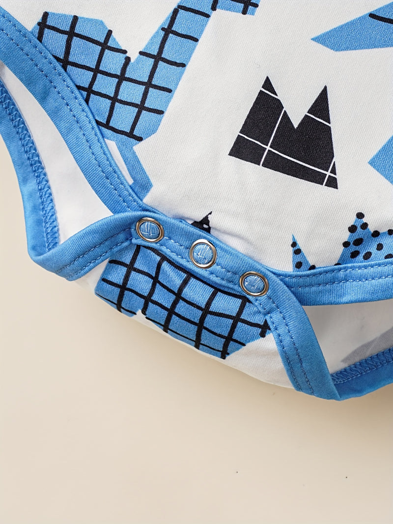 Baby 3pcs Printed Short Sleeve Triangle Bodysuit Cute Crawling Suit.