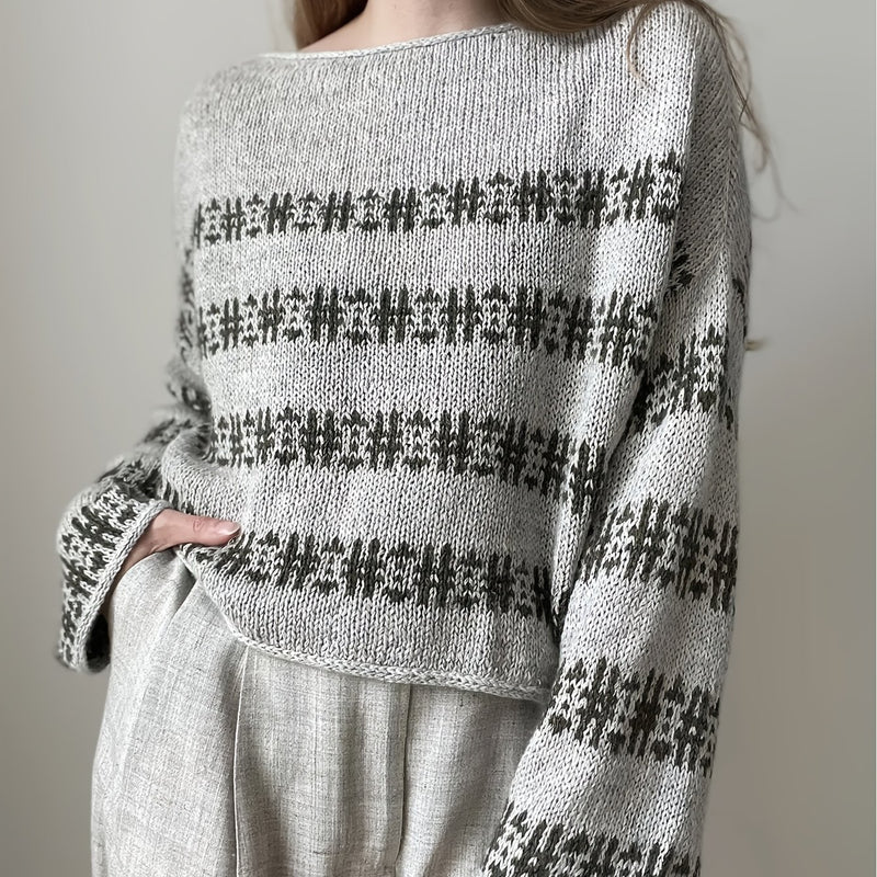 Women’s Fashionable Casual Letter Symbol Color-Blocking Loose Striped.