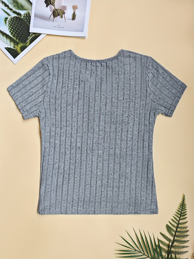3pcs Women's Elegant V-Neck Short Sleeve Blouses.