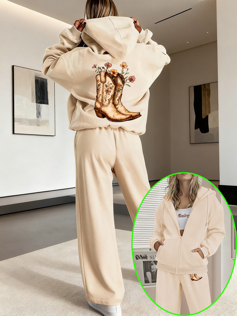 Women’s Graphic Print 2pcs Set, Hoodie & Pants.