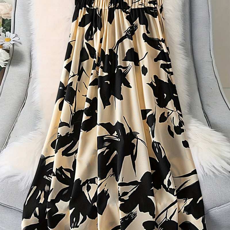 A High-Waisted Skirt with a Floral Pattern for Women.