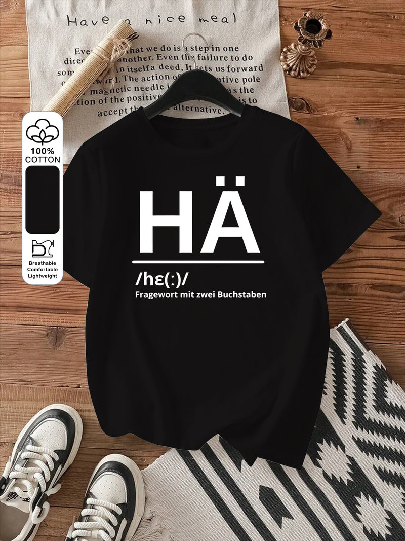 Women's Fashion Letter Print Round Neck Short Sleeve T-Shirt.