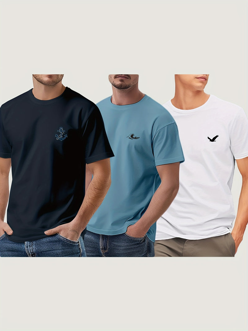 3pcs Men's Short Sleeve T-Shirts.