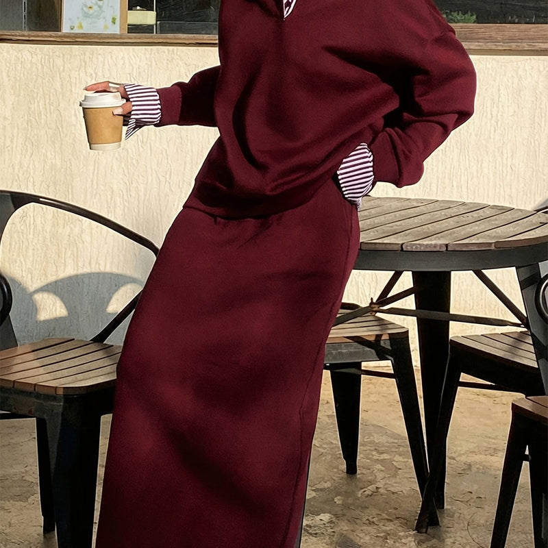 Women's College-Style Two-Piece Outfit.