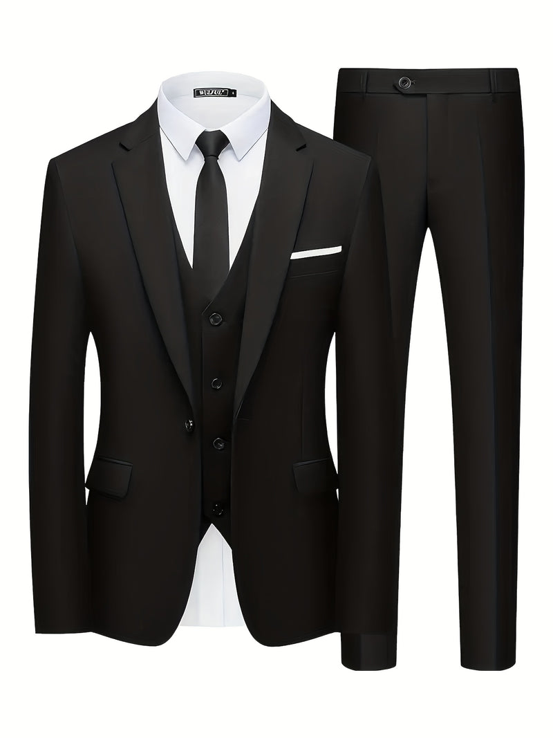 Men's 2pcs Wedding Suit Set - Slim Fit Business Suit Jacket.