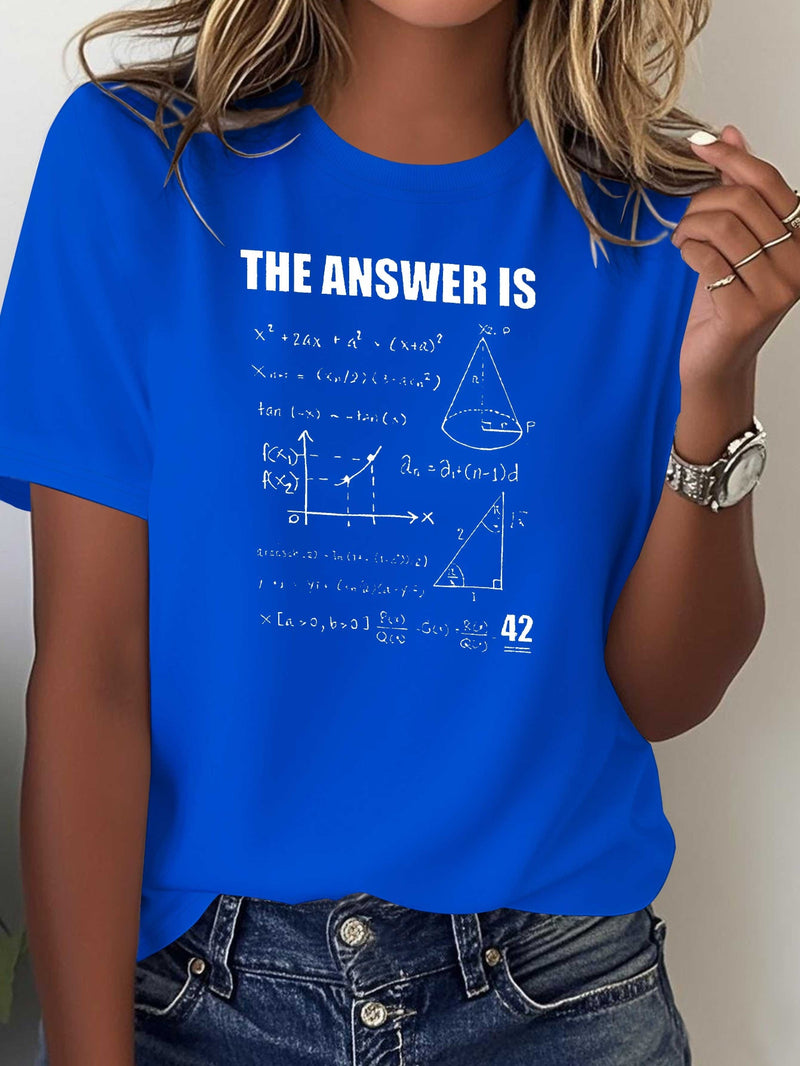 Women's Pure T-Shirt with Math-Themed Print.