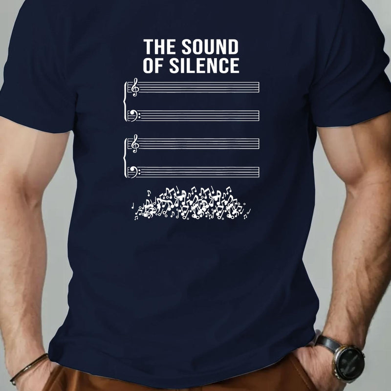 Men's Short Summer Casual T-Shirt with The Sound of Silence Design.