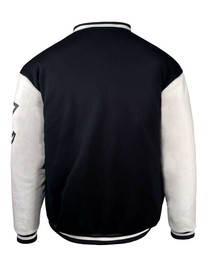 Men's Casual Letter Print Color Block Varsity Jacket, Baseball Jacket.