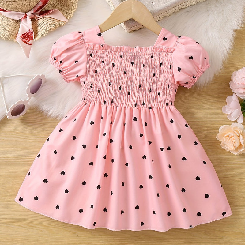 Ramadan Adorable Heart-Print Tunic Dress For Girls.