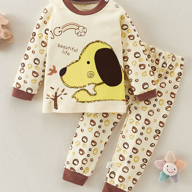 Toddler Boy Cartoon Letter Print Long Sleeve Sweater & Pants.
